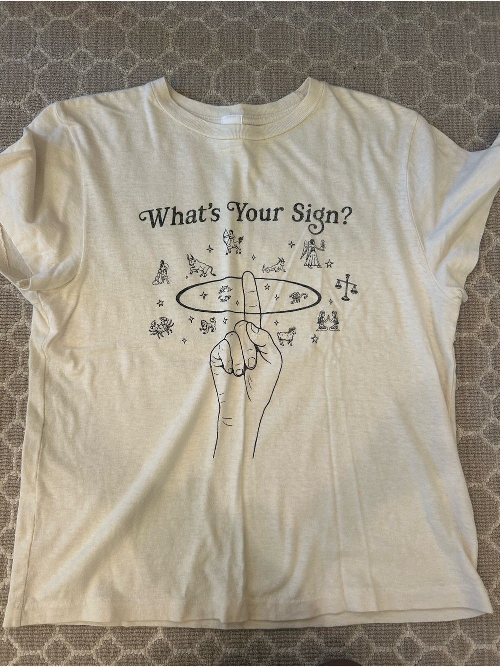 Re/Done Cream Graphic Tee with Black Print